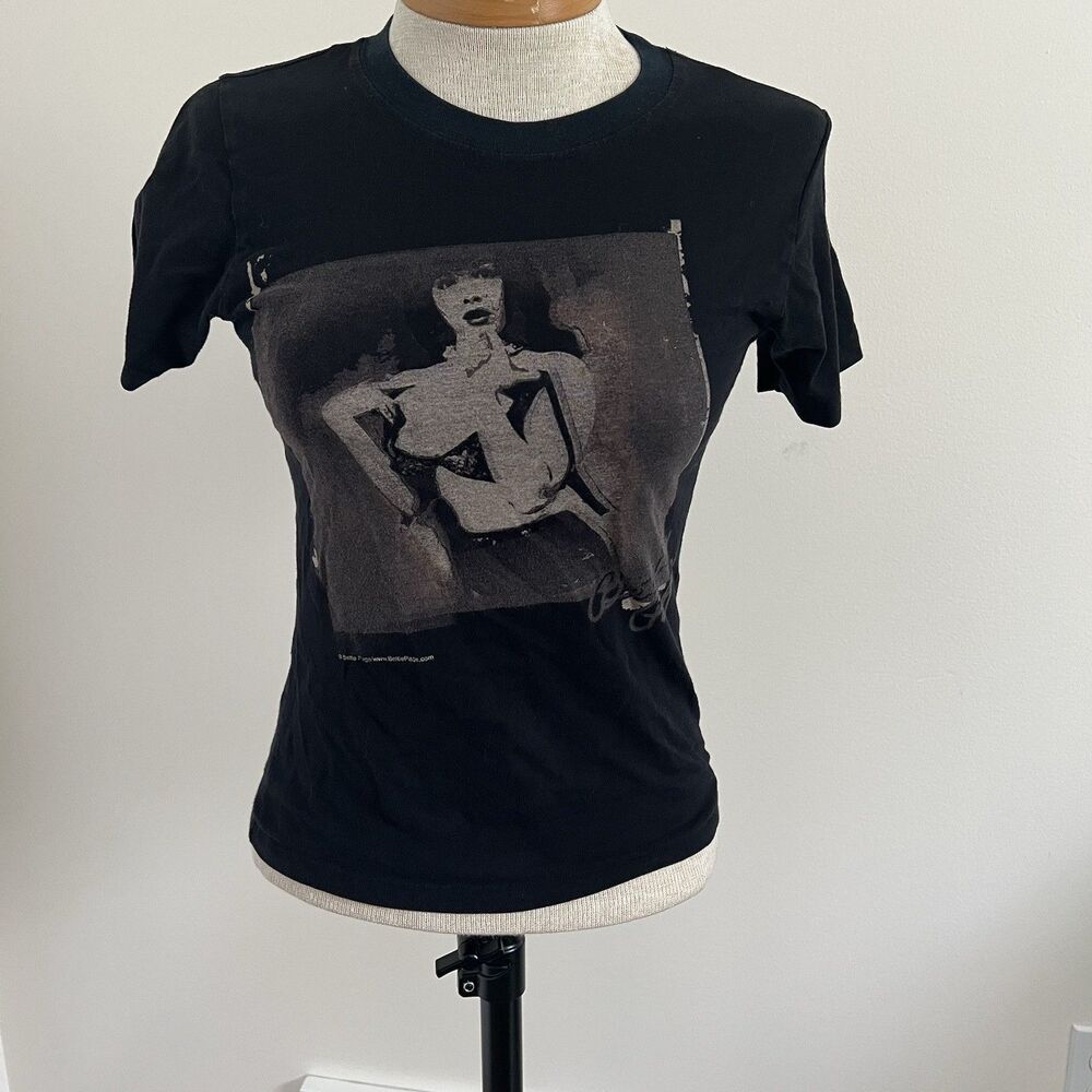 Iconic Vintage Bettie Page Shirt Size Small Black Graphic